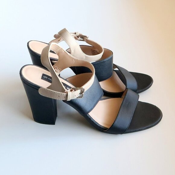 Steve Madden Carisa Black & Nude Slingback Open Toe Sturdy Heel Sandals Shoes 10 - Picture 12 of 13